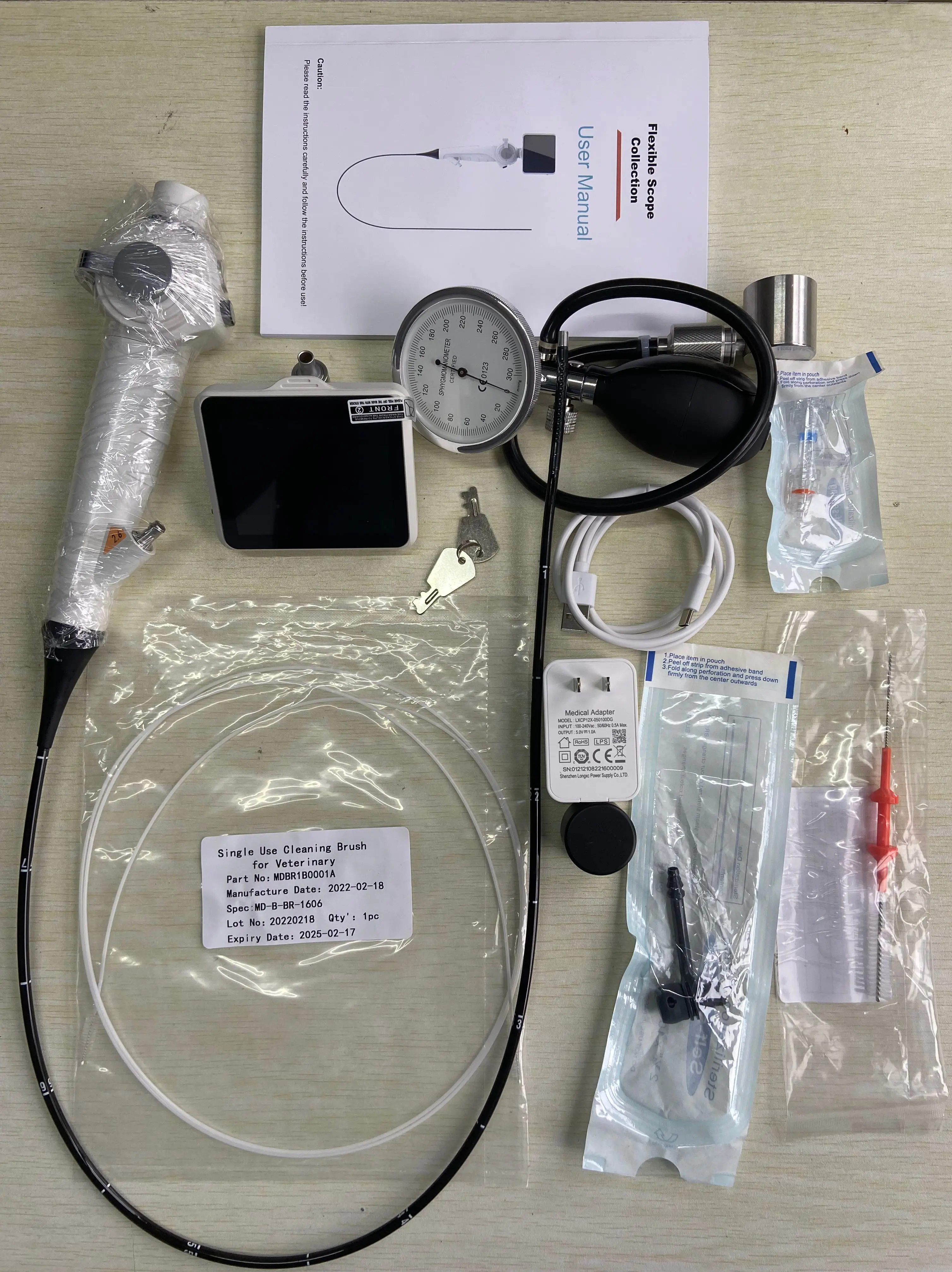 Flexible Endoscope with 3.5 Inch Display, 180 Degrees Deflection, 5.2mm Distal End, 3.0mm Working Channel, 400 x 400