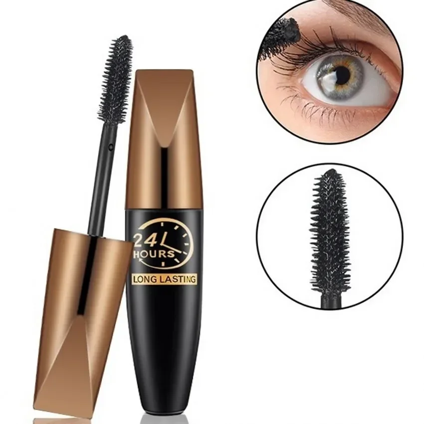 5D Zijdevezel Curling Mascara Waterdicht Natuurlijk Dik Sneldrogend Niet-bloeiende Mascara's Wimpers Verlenging Make-up Cosmetisch