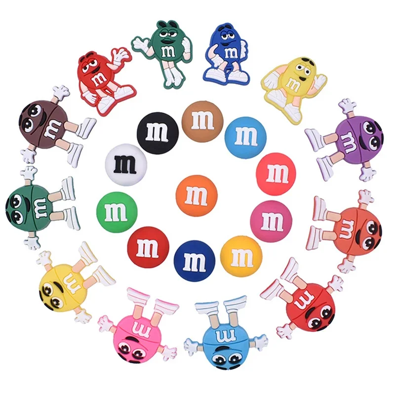 MINISO M&M\'s Chocolate chip bean Shoe Crocs Charms Cartoon Model DIY Crocs Jitz Accesorios Zuecos Crocs Decorations Wholesale