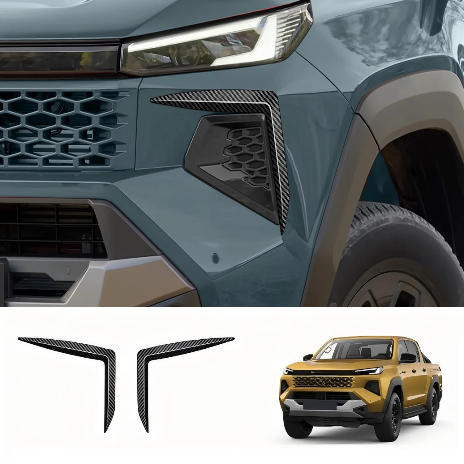 for Toyota Hilux Fuel Version 2026 Front Corner Fin Sticker Cover Protective & Decorative Car Exterior Trim Accessory 2 Pieces