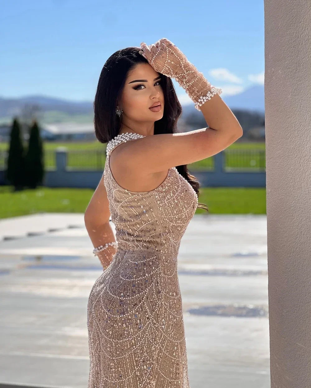 Vinca Sunny Customized Mermaid Beaded Evening Dresses Gowns Dubai Luxury Pearls Sequin For Saudi Arabia Formal Party Women image 5