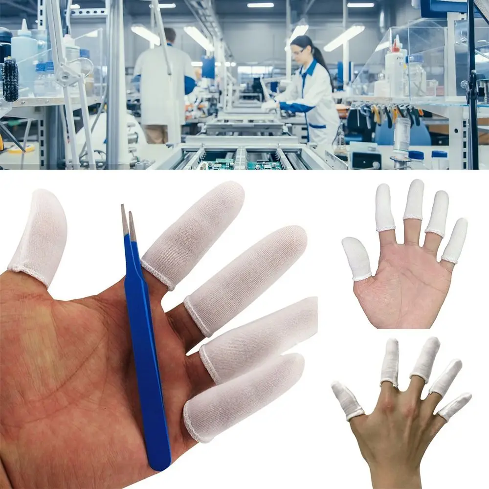 100PCS White Cotton Finger Cots Thickening Disposable Fingers Protective Gloves Breathable Wear-resistant Finger Protectors