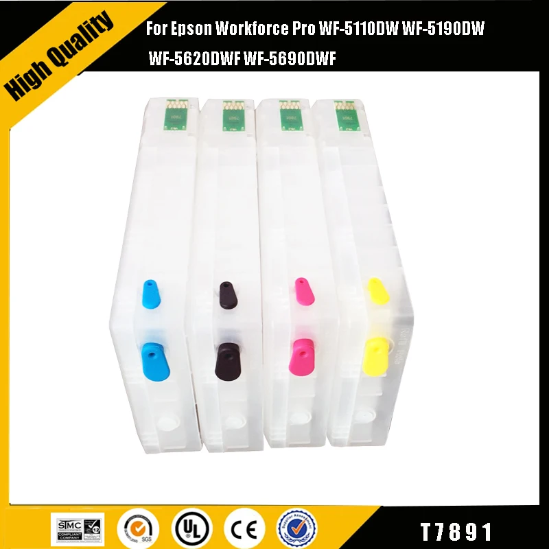 einkshop T7891 - T7894 Refillable Ink Cartridges With Chip For Epson Workforce Pro WF-5110DW WF-5190DW WF-5620DWF WF-5690DWF