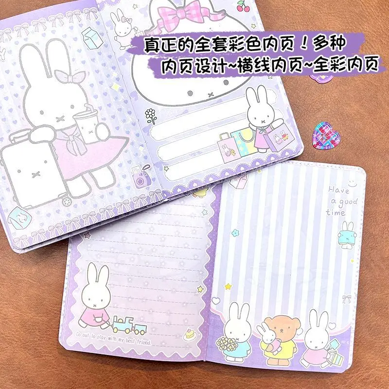 Kawaii Miffy Colorful Page Pu Cover Notebook Cute Cartoon Soft Journal High‑quality Diary Planner for Student Daily Accessory