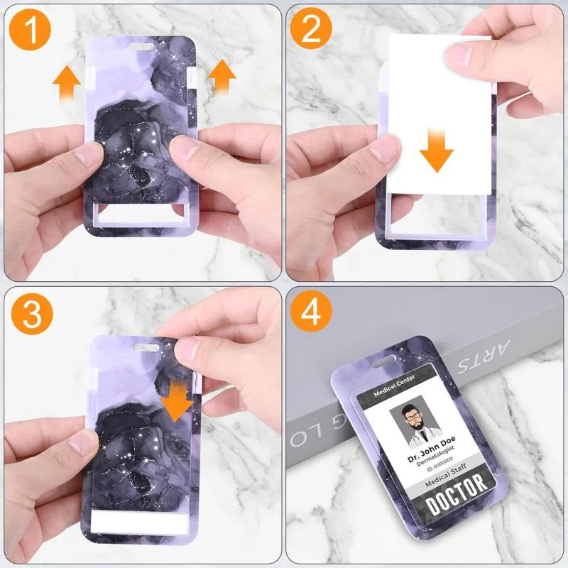 2 ชิ้นผู้ถือป้าย ID แนวตั้ง, ตัวป้องกันบัตรพลาสติกแข็งแบบเลื่อนสำนักงานโรงเรียนพยาบาลบัตรเครดิตบัตรใกล้เคียง (B