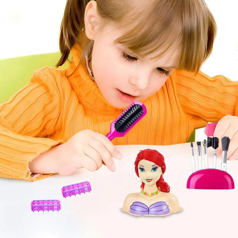 Juego de maquillaje de muñeca, cabeza de muñeca con secador de pelo, belleza, cosmética, colección de muñecas, juego de simulación, juego de cosméticos de belleza