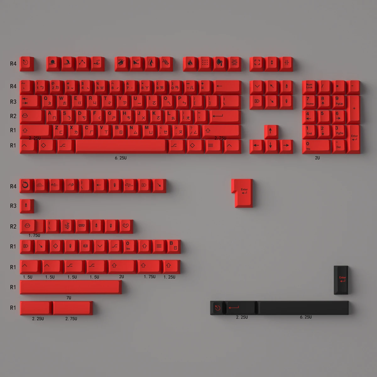 

148 Keys Red black Keycaps PBT Dye Subbed Mechanical Keyboard Key Caps Cherry Keycap With 2.25U 2.75U 3U 7U Spacebar ISO Enter