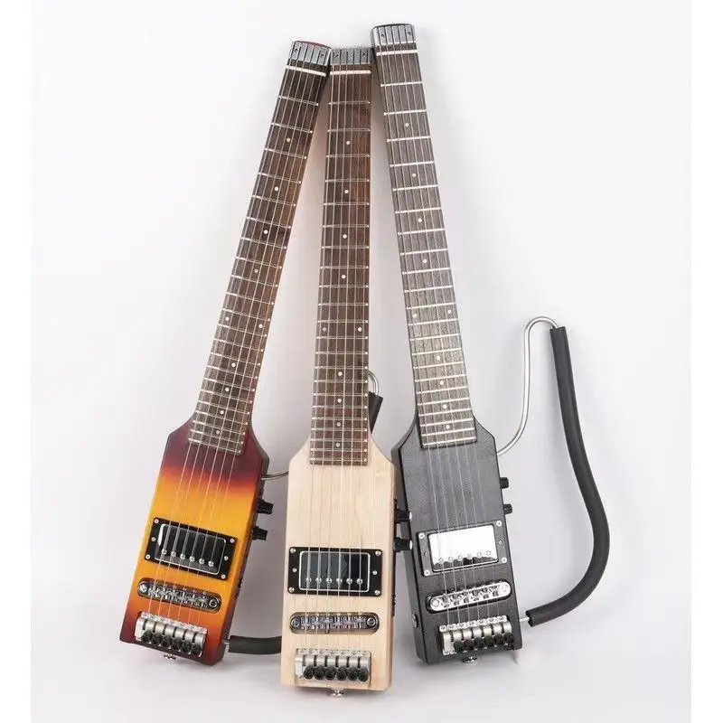 Portable Travel Electric Guitar Silent 36 Folk Multi-Function Detachable Headless Design for Kids Back/Side Maple Ebony