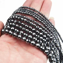Natural Hematite Faceted Beads Spacer Beads for Jewelry Making Bracelet Beading Diy Necklace Findings Accessories 4/6/8mm