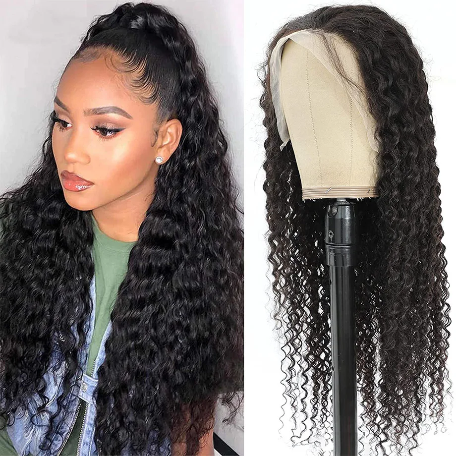 Kinky Curly 13x4 Lace Front Human Hair Wigs For Women Indian Hair Lace Frontal Wig Deep Wet And Wavy 4x4 Lace Closure Wigs Sale