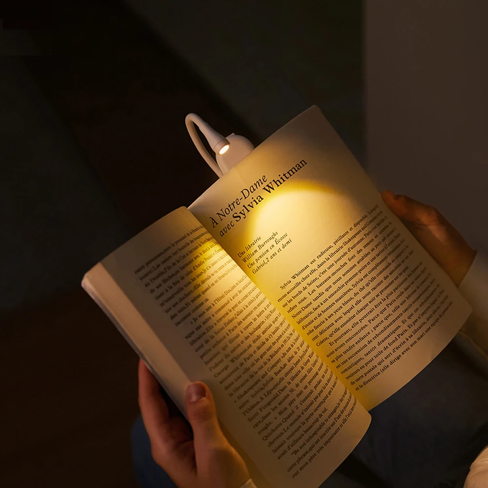 Lâmpada do livro de leitura criativa, Mini Clip Night Light, LED Proteção para os olhos, USB recarregável, Decoração do quarto