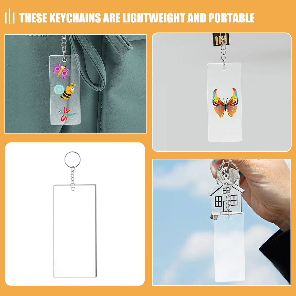 

1 set 1 Set Clear Acrylic Keychain Blanks Rectangular Diy Keychains Decorative Blank Rings For Crafts Sublimation Multi-Function