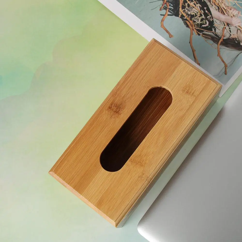 

KTV Office Table Decoration Eco-Friendly Bamboo Desktop Organizer Napkin holder Tissue Rack Tissue Holder Storage box