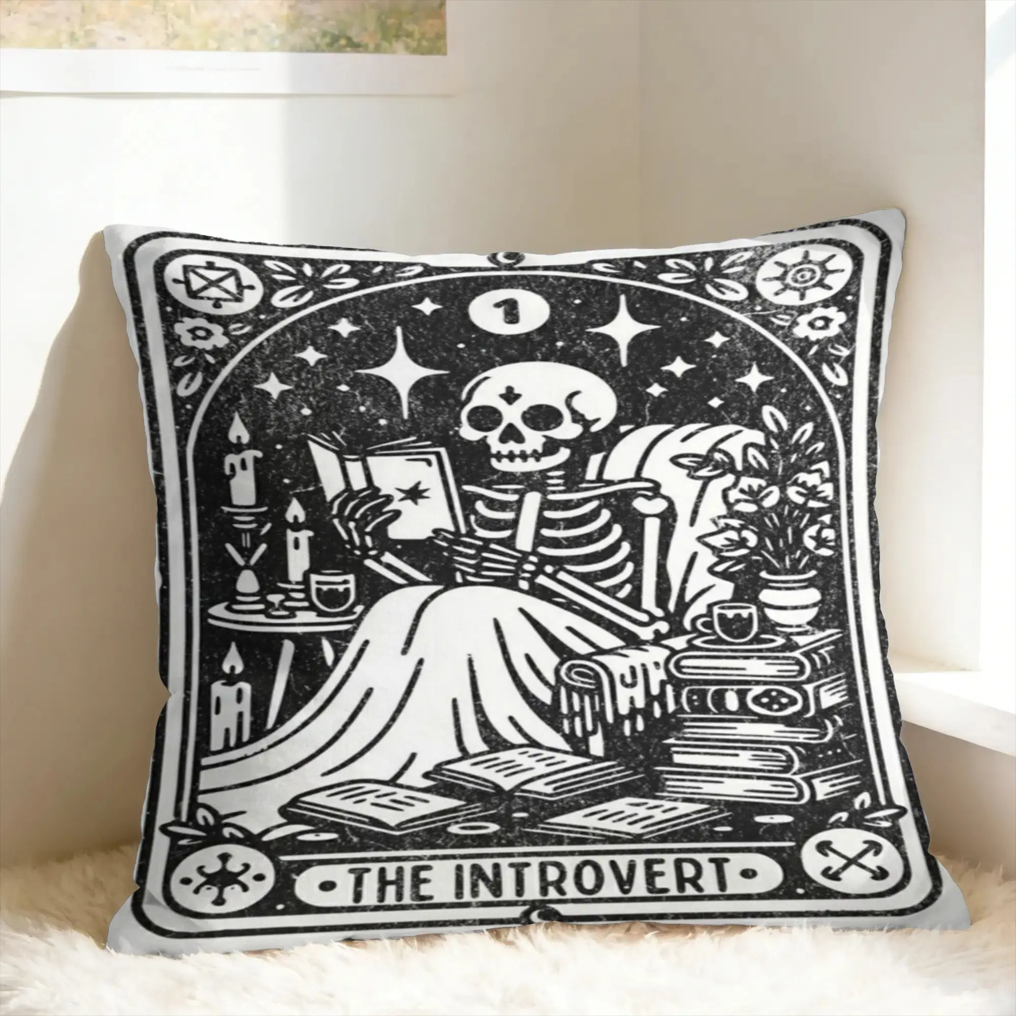 Introvert Skeleton Halloween Pillow Cover  Fashion Pillow Case For Wedding Party Home Decor Soft Pillowcases Birthday Gift