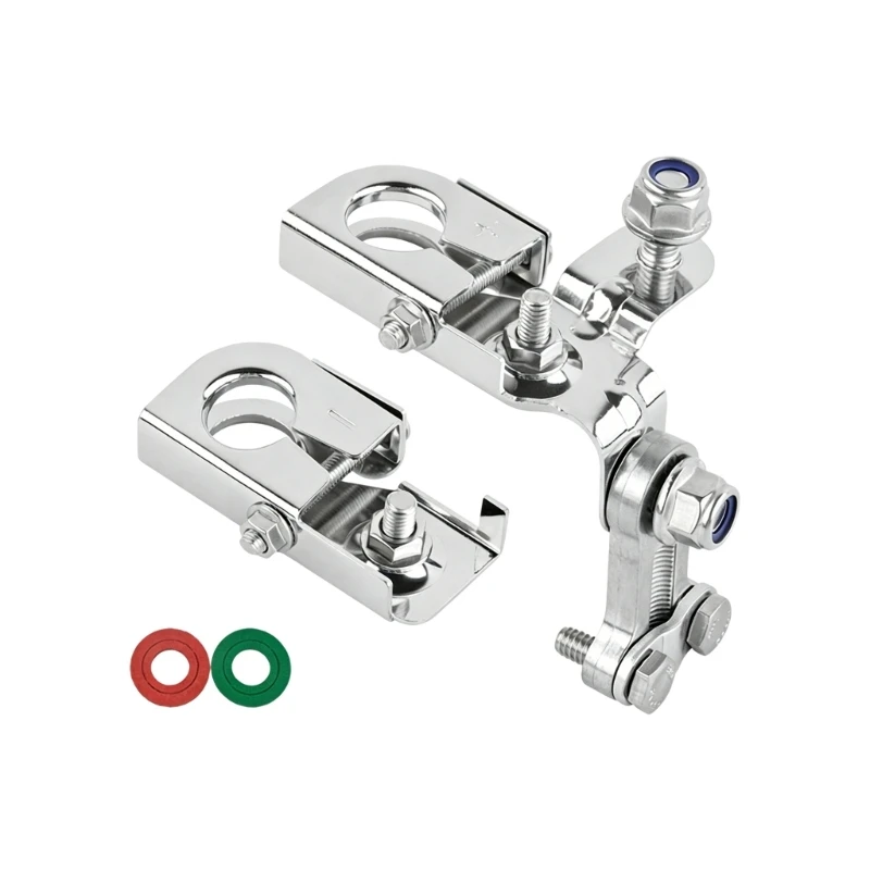 M68B Battery Terminal Clamp with Positive Negative Brass Connectors and Anti Corrosion Felt Washers for Car Motorcycle