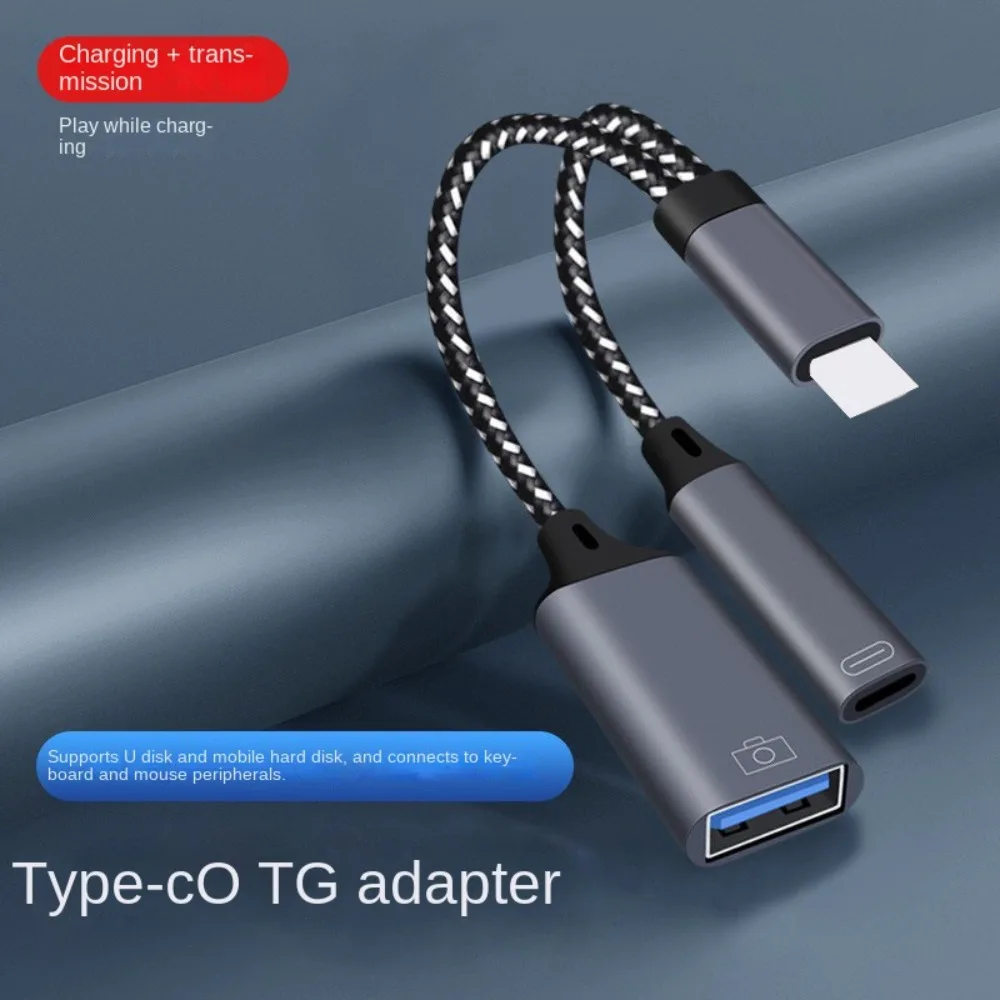 Type C 2 in 1 Type-C To USB a Adapter USB 3.0 Y Splitter USB C OTG Cable Phone Adapter Data Charging Cable Converter Splitter