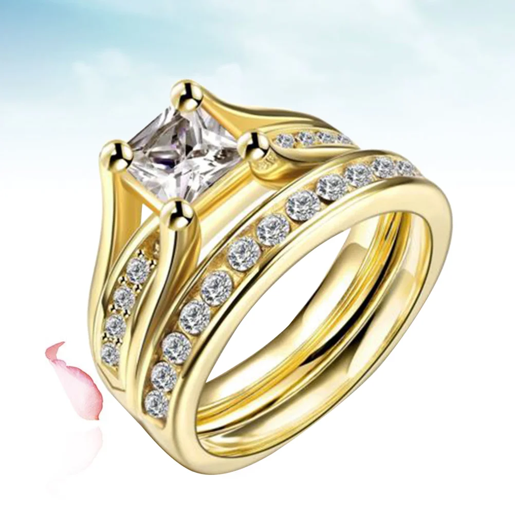 Tasteful Rings Colleague Wedding Couple Rhinestones Crystal Girlfriend Graceful Engagement