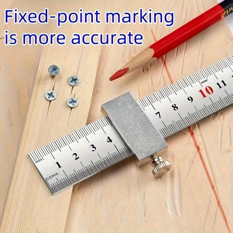 New Protable Accurate Positioning Woodworking Tools Carpentry Steel Ruler Positioning Limit Block Measuring Marking Gauge