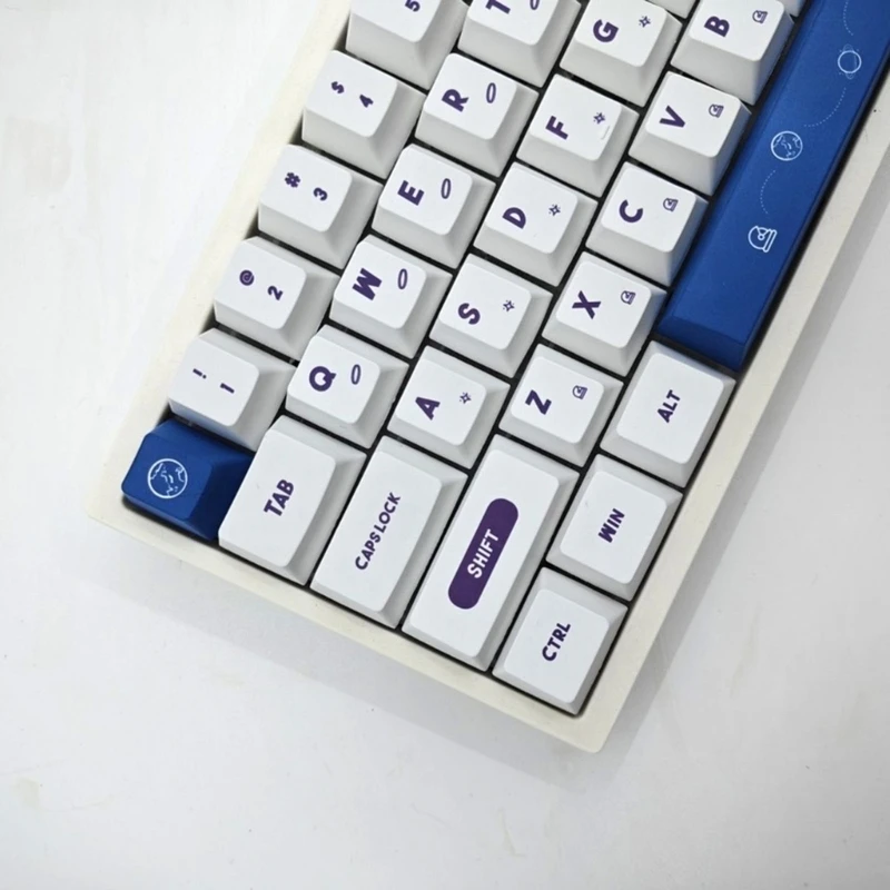 Teclas astronauta pbt grossas para teclados 126 teclas, teclas brancas minimalistas