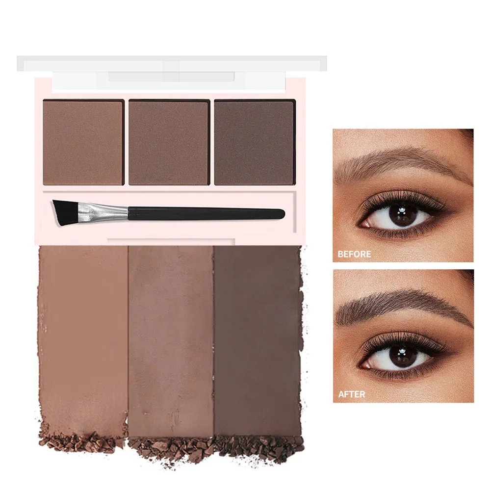 Palette de poudre à sourcils 3 couleurs, maquillage naturel marron café, rehausseur de sourcils imperméable, crayon à sourcils professionnel