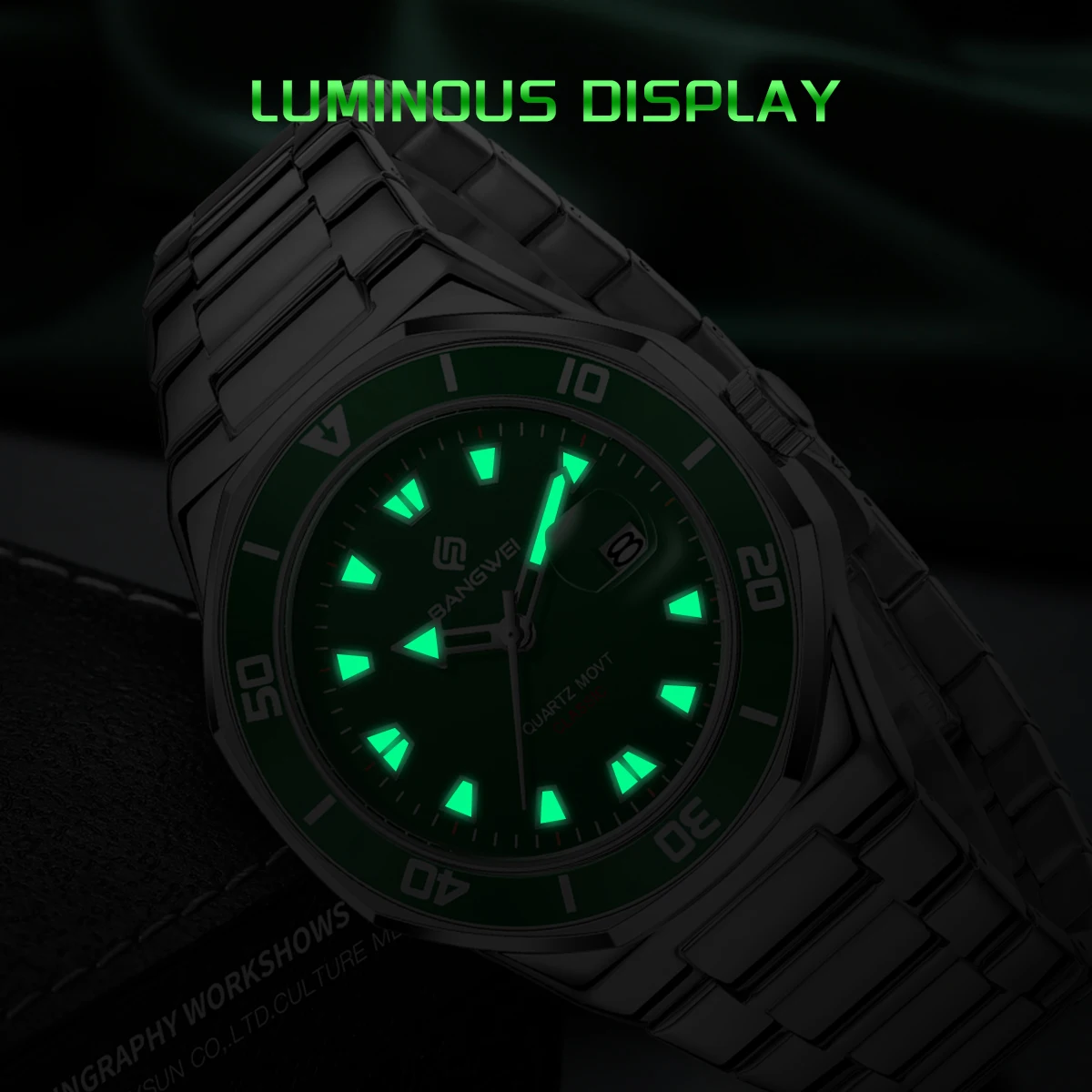 BANGWEI Business Mens Watch Luxury Waterproof Stainless Steel Luminous Fashion Quartz Sports Watches for Men Mens Wristwatch+BOX