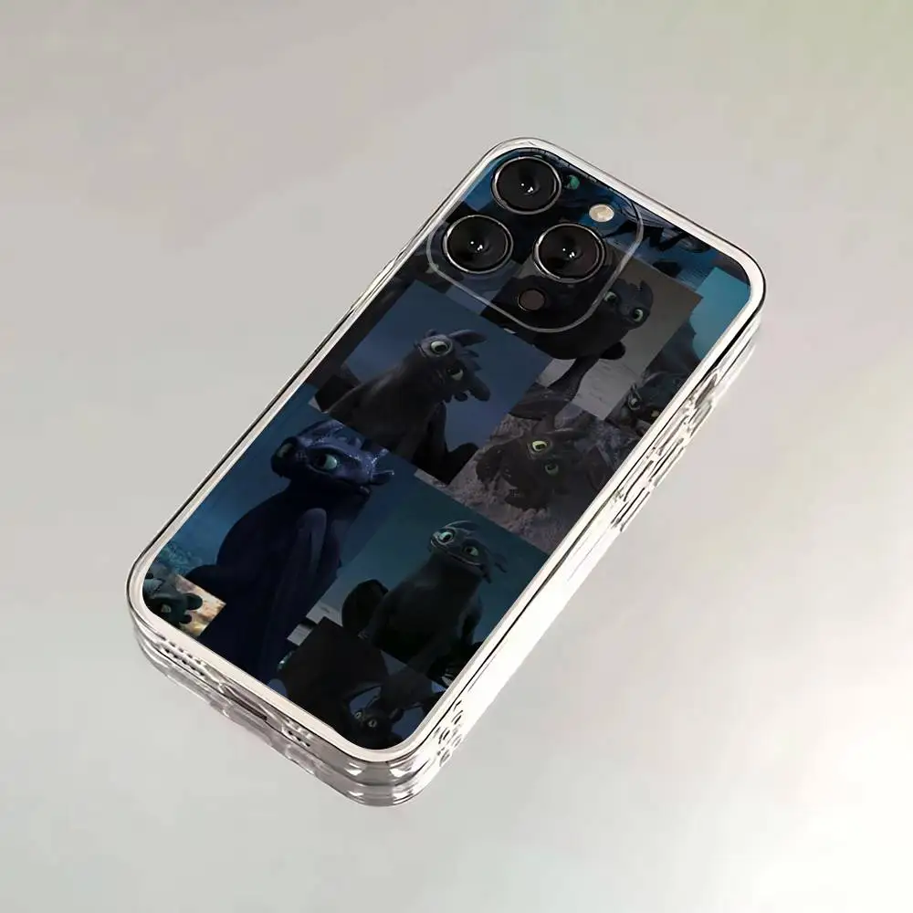 Capa de telefone dragão t-dentado dos desenhos animados para iphone 16,15,14,13,12,11,17 pro, max, plus, x,xs, xr, se, mini capa macia transparente