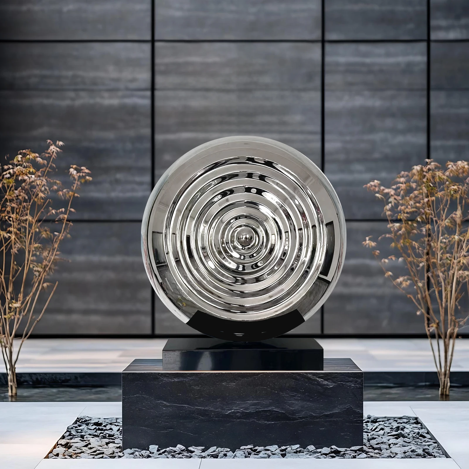 Custom Polished Electroplated Abstract Chinese Sundial Sculpture 304/316 Stainless Steel Modern Home Decor Mirror Metal Crafts