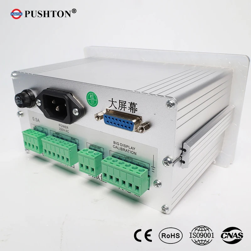 Przemysłowy kontroler wagowy z cyfrowym wyświetlaczem, alarmem przekaźnikowym, miernikiem i wyświetlaczem wagowym z komunikacją 485 do sterownika PLC.