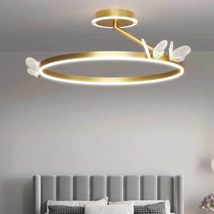 Butterfly chandelier with multiple combinations, circular acrylic aluminum lamp, Nordic light, small luxury, golden home living