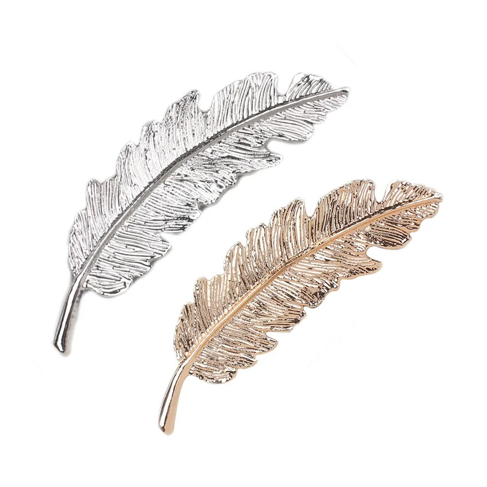 

2pcs Alloy Hair Clips Leaf-Shaped Ponytail Holders For Women Golden Silver Hair Accessories Styling Tool Durable Chic