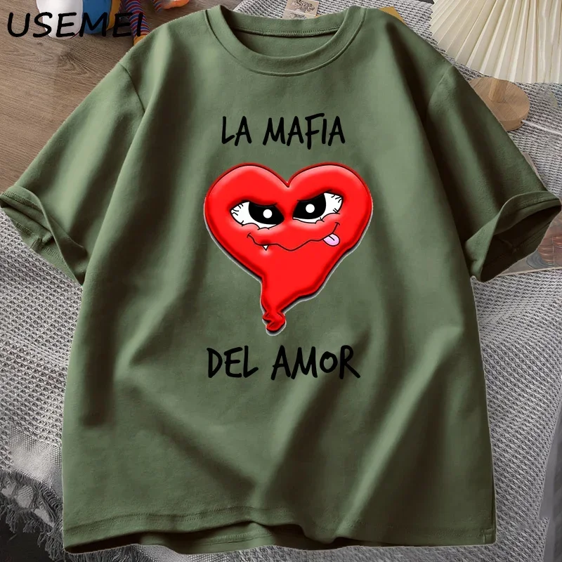 Camiseta con estampado divertido de la MAFIA del amor para hombre, camisetas Harajuku de moda, Tops de algodón de manga corta con cuello redondo, ropa de calle de verano