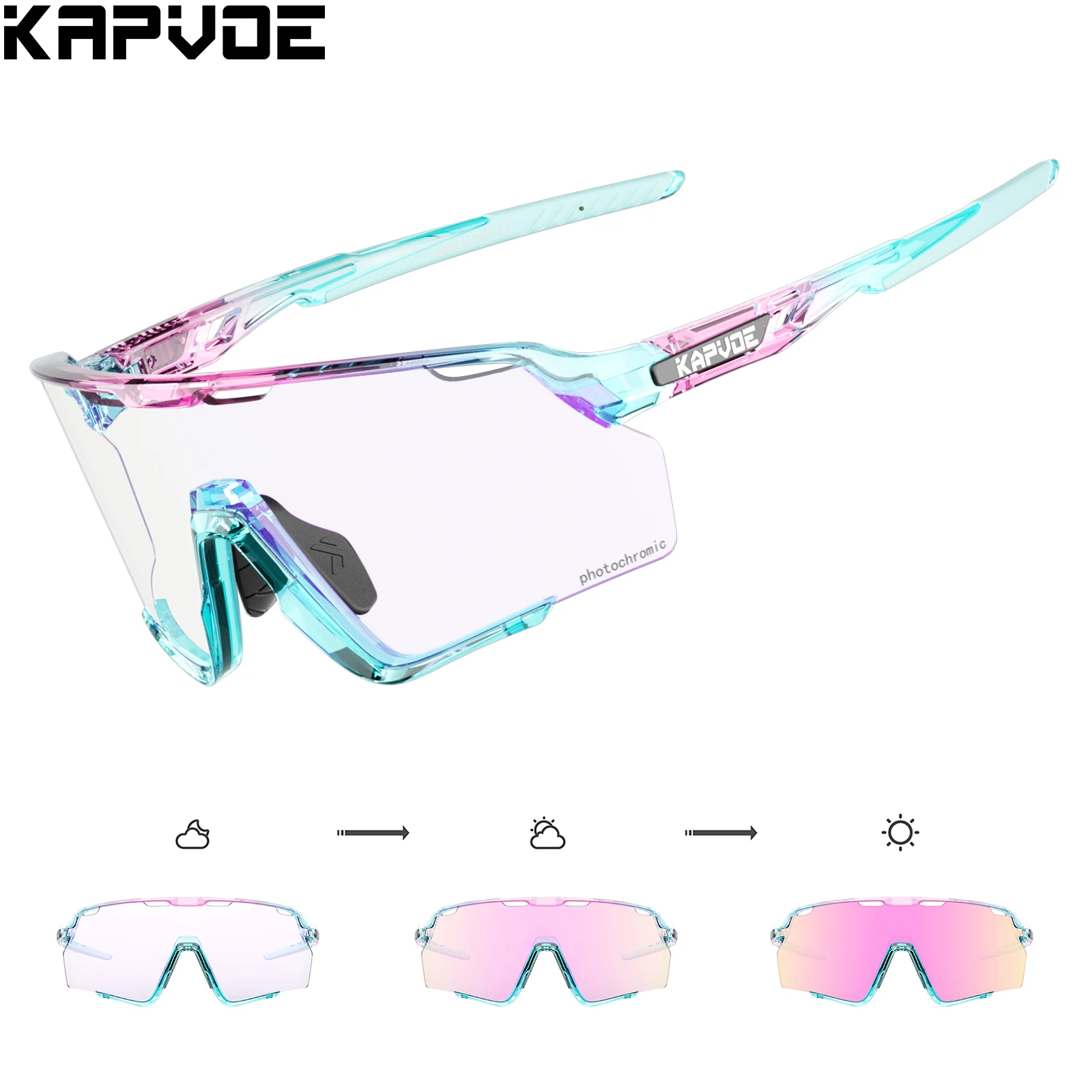 KAPVOE Photochrome Fahrrad Radfahren Gläser UV400 Outdoor Sport Golf Brillen Anti-fog Camping Ausrüstung Männer MTB Fahrrad Sonnenbrille