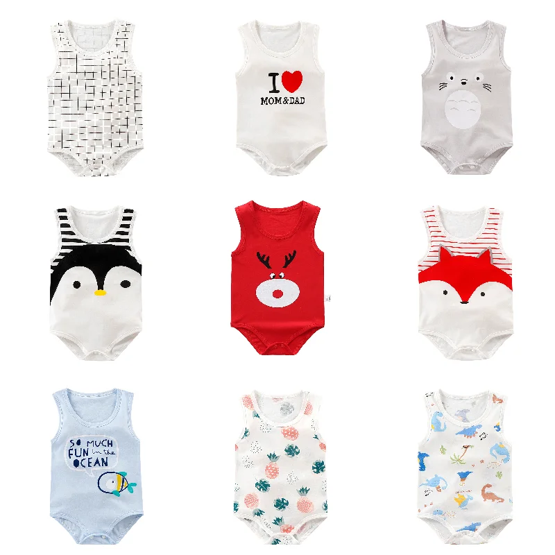 1 Pcs Baby Boys Girls Bodysuit Long Sleeve Cotton Baby Clothes Newborn Body Bebe Kawaii Cartoon Summer Cool Sleeveless Bodysuit