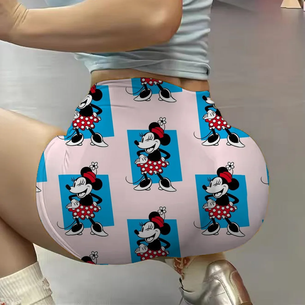 Mickey Friends Pattern High Waist Yoga Tight Shorts for Women Sports Fitness Workout Gym Leggings