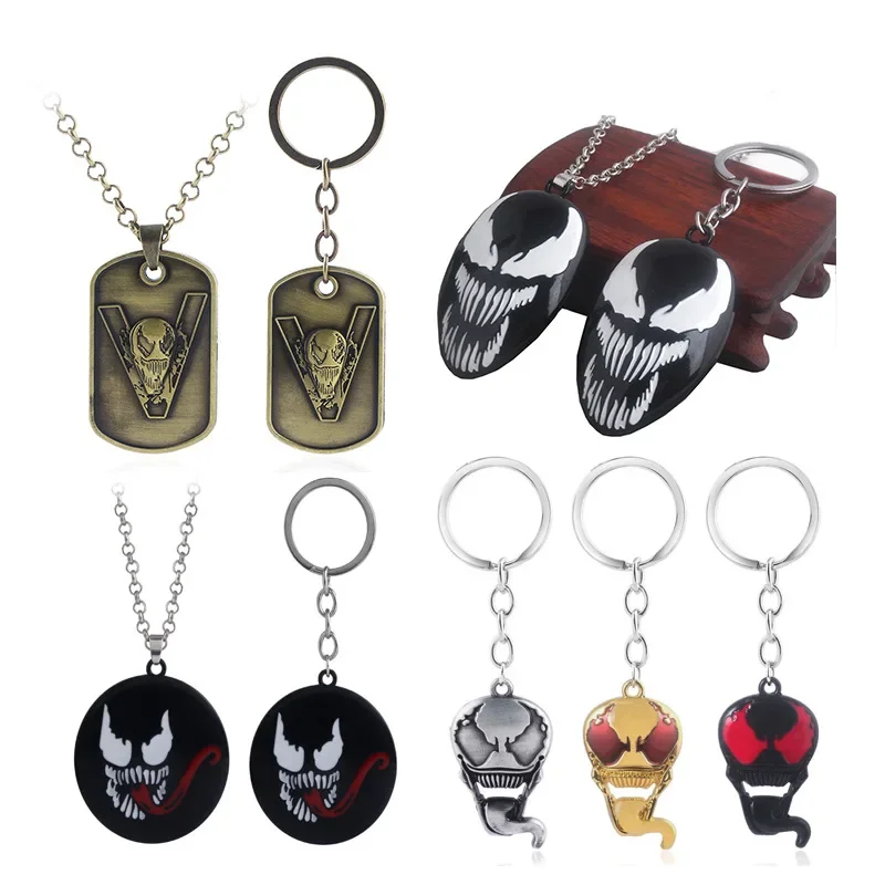 Movie Keychain Avengers Venom Deadly Guardian Necklace Metal Pendant Bottle Opener Keychain Man Boy Kids Backpack Adornment Gift