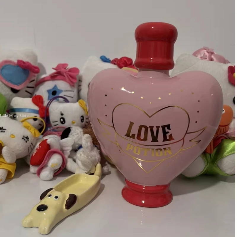 Creative Love Potion Ceramic Vase Pink Girl Heart Design Spotted Dog Design Home Decorations Gift Figurines   Flower Vase