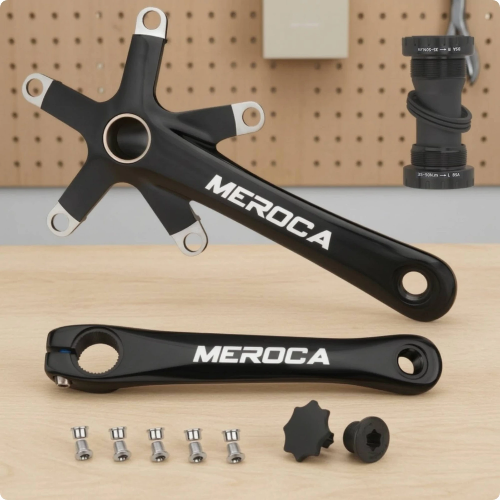 Crankset with Five-Bolt Chainring Mount Hollow Folding Bike Crankset Crank Arms Sleek Design Easy to Install for Cyclists