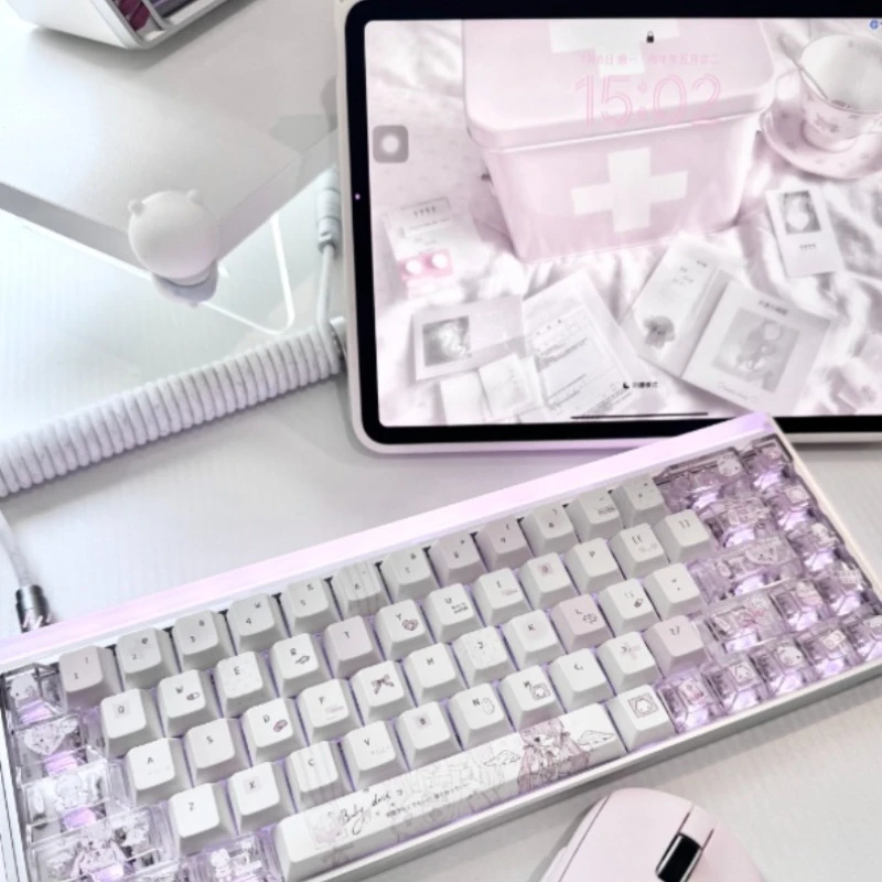 Girl Heart Theme Keycap Set PBT Cherry Profile Sublimation Cross Switch Custom Original Handmade Keycaps for Mechanical Keyboard