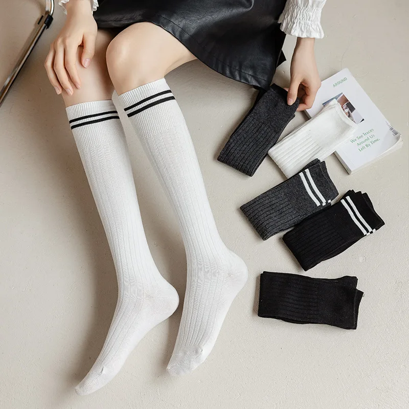 

JK Girls Striped Long Socks Stockings Women Japanese Striped Knee Socks Lingerie Hosiery Lolita Kawaii Cute Sox Women Stockings