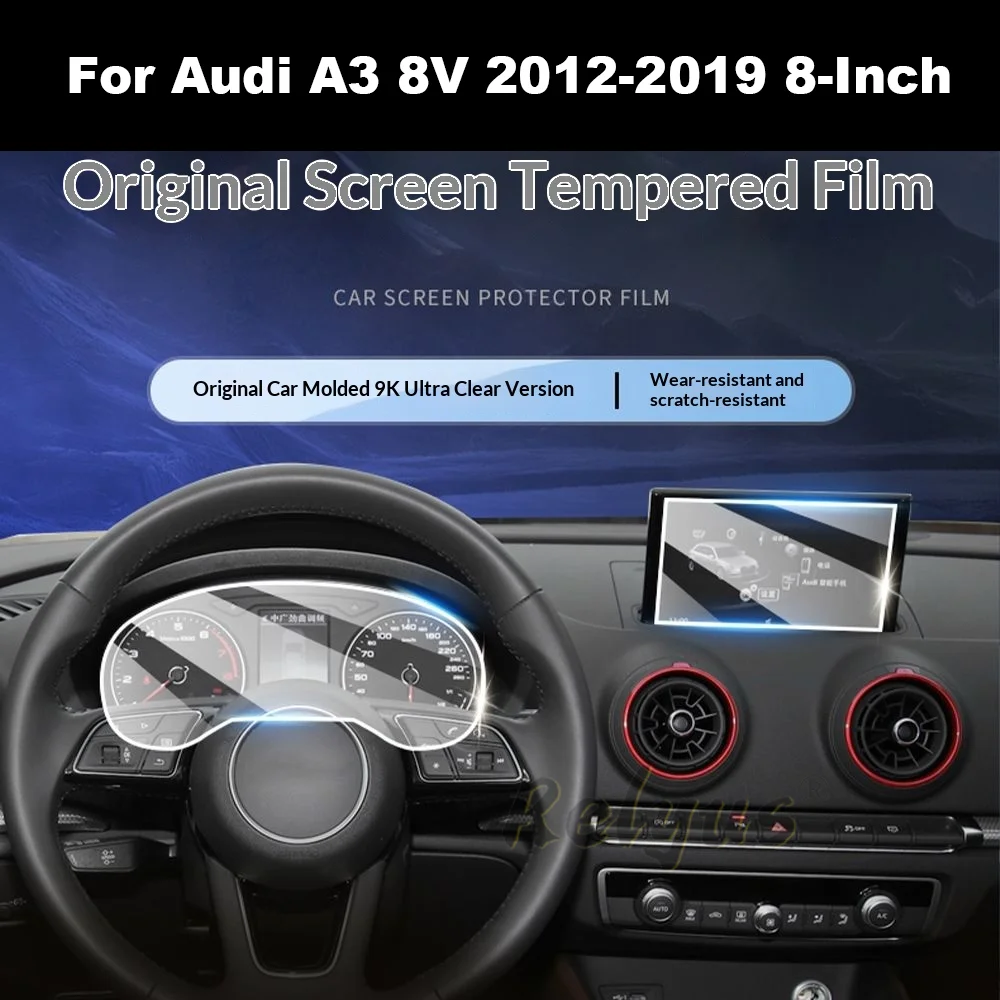 Tempered glass screen protector film For Audi A3 8V 2012-2019 8-inch Car GPS Navigation and Dashboard Protector Auto Accessories