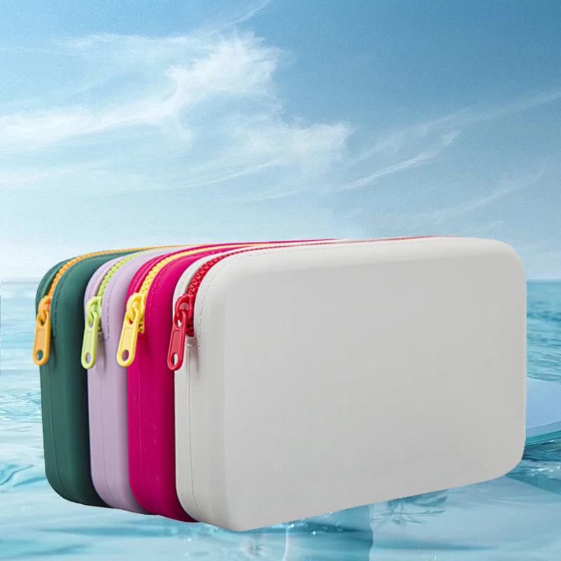 2024 HOT!Square Silicone Cosmetic Storage Bag Large Capacity Travel Makeup Brush Holder Zipper Portable Waterproof Organizer Bag