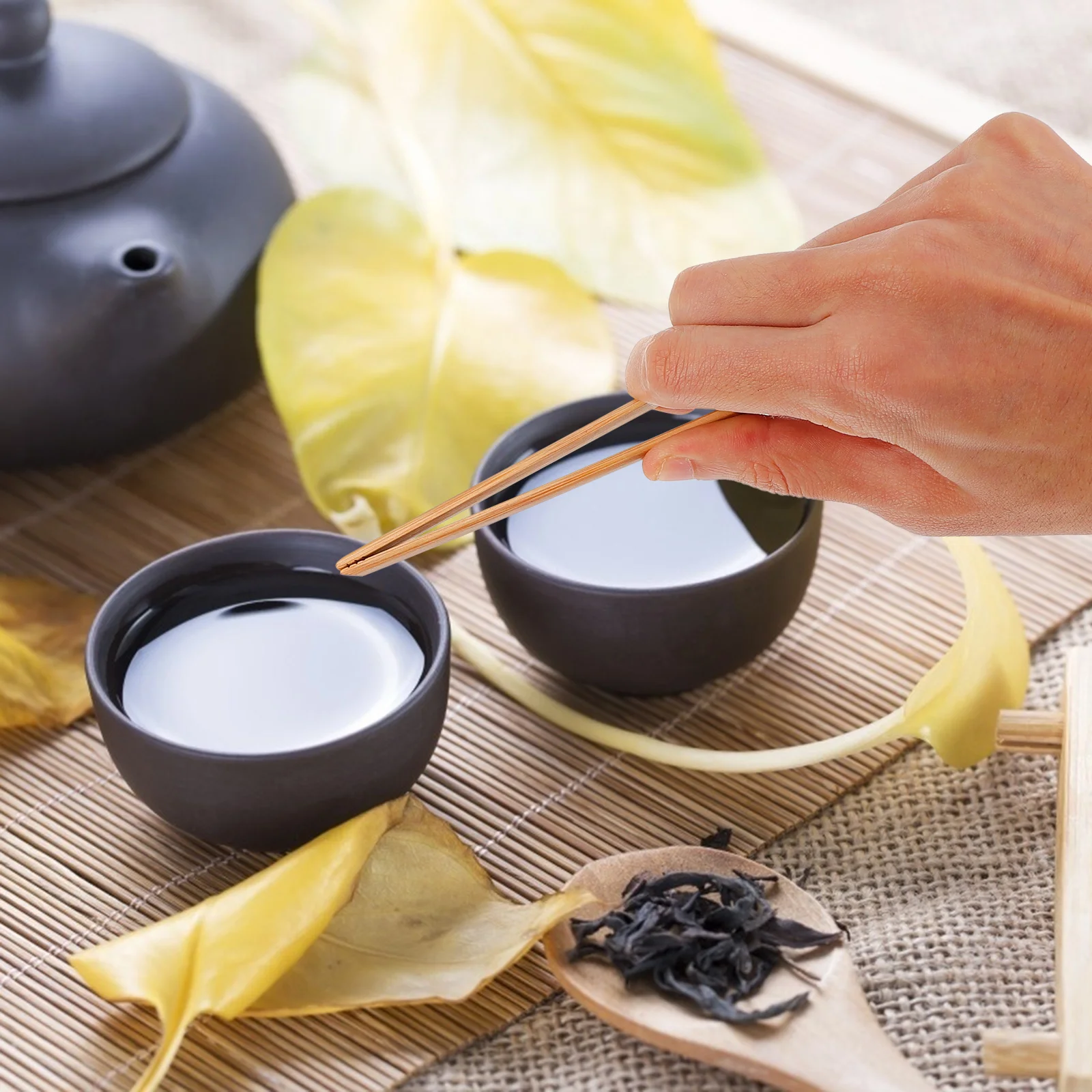 

1Pcs Bamboo Tea Ceremony Clip Comfortable Handle Food Tong Kitchen Bbq Steak Bread Clamp Cooking Accessory Tea Clamp
