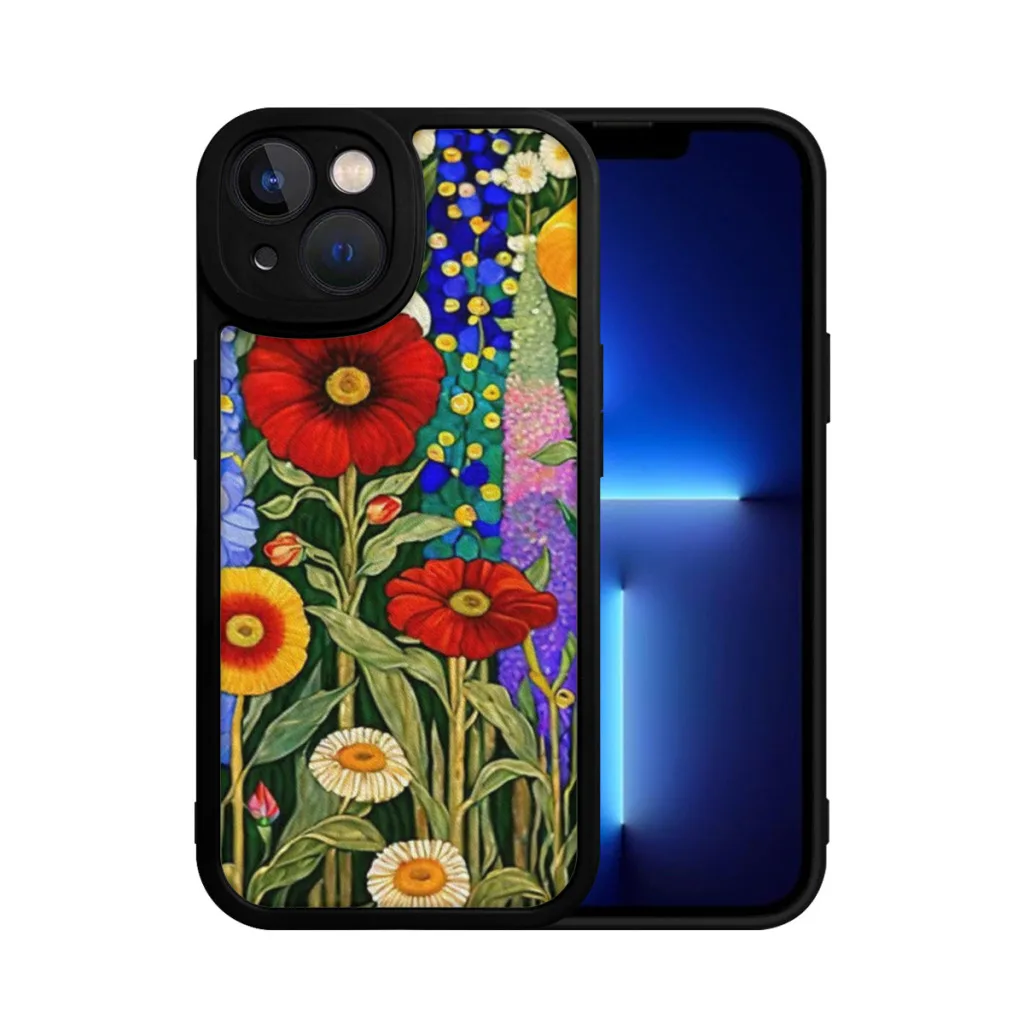 Phone Case For iPhone 15 Pro Max Silicone Shell Gustav Klimt Flower Garden