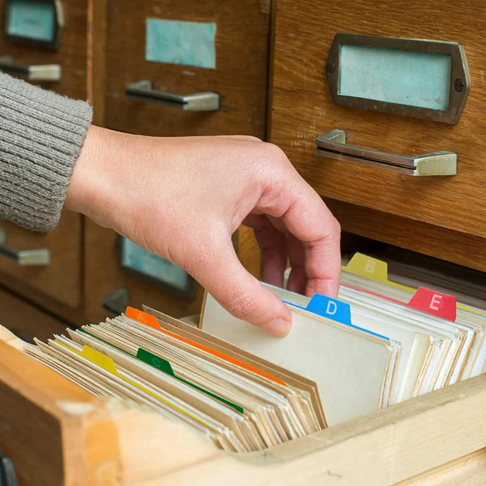 50 PCS Index Card Guide Set Alphabet Sticker Index Card Dividers Self Adhesive Number Stickers (Mix Color, 3 x 5 Inch)