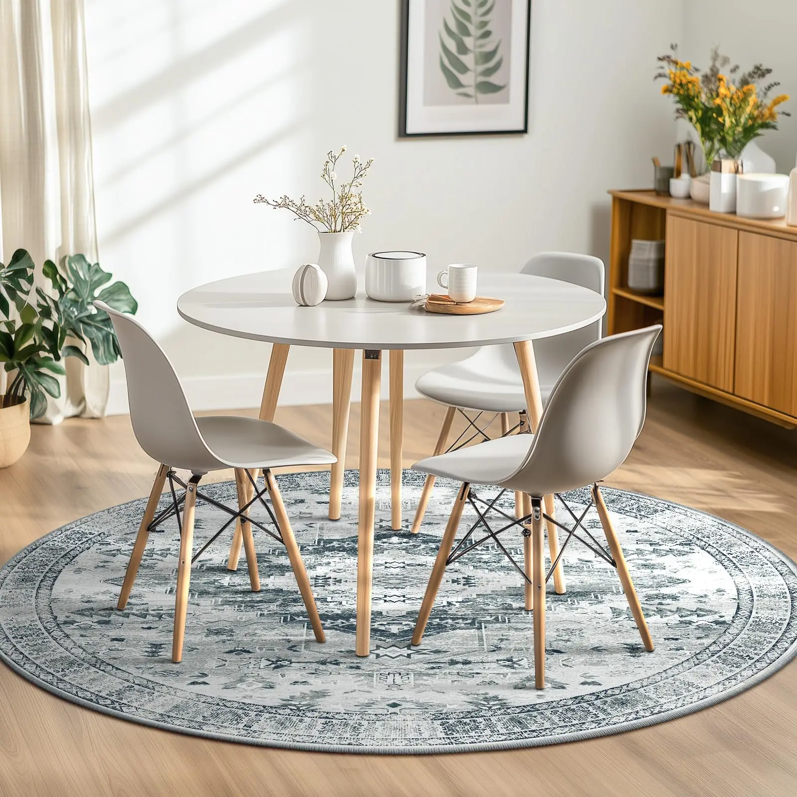 Washable No-Pile Vintage Boho Area Rug 6