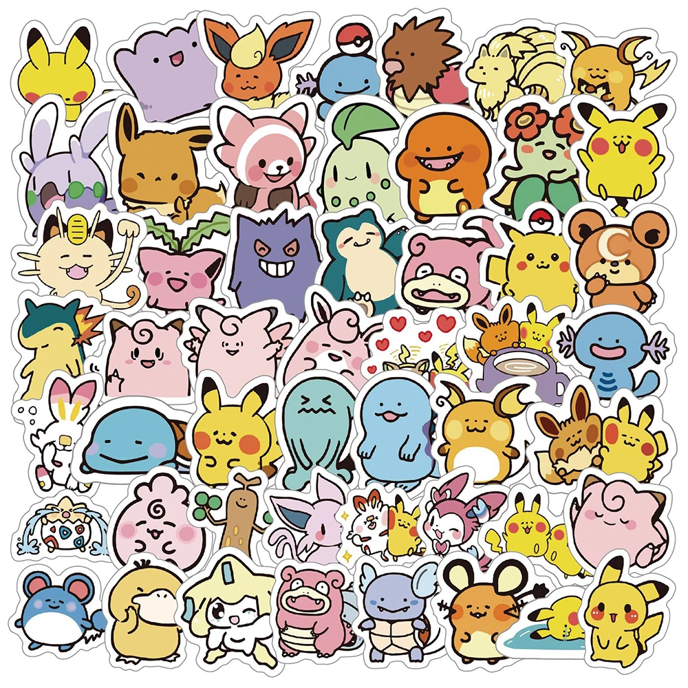 Autocollants de Dessin Animé Pokémon pour Enfant, Décalcomanies Amusantes, Jouet, Carnet de Notes, Bagages, Téléphone, Mignon, Pikachu, Décoration, 10/30/100 Pièces