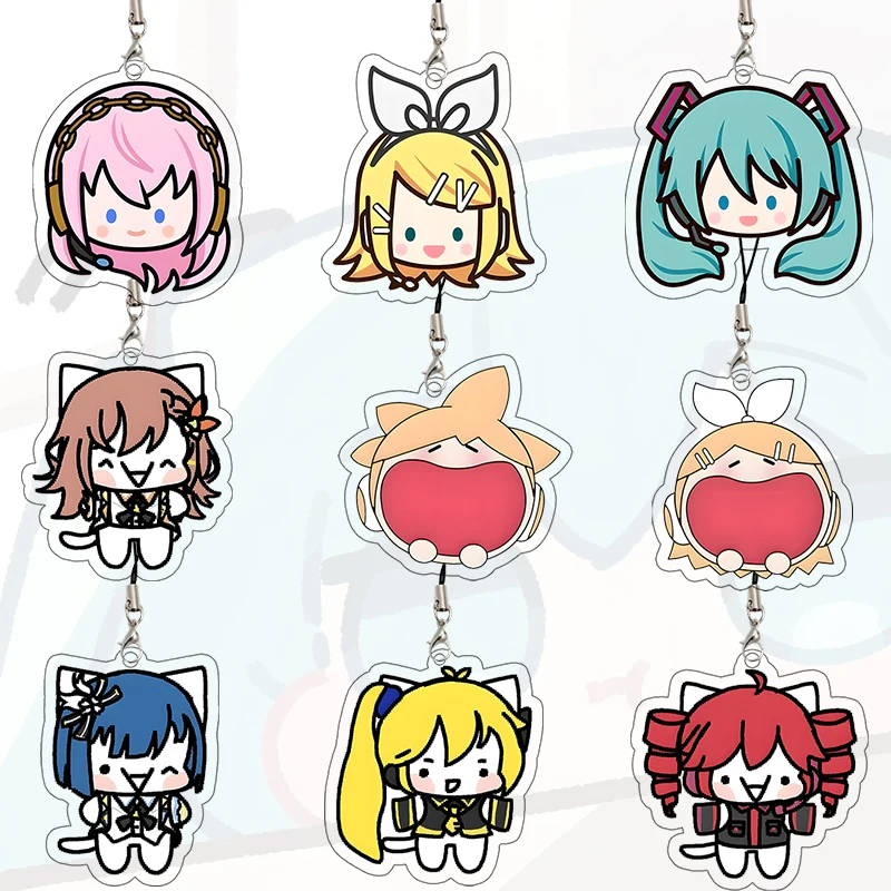 

V Acrylic Keychain Hatsune Miku Cosplay Props Set Luka Rin Len Mairi Bag Keyring Tsumugi Kawaii Q Version Accessories Girl Gift