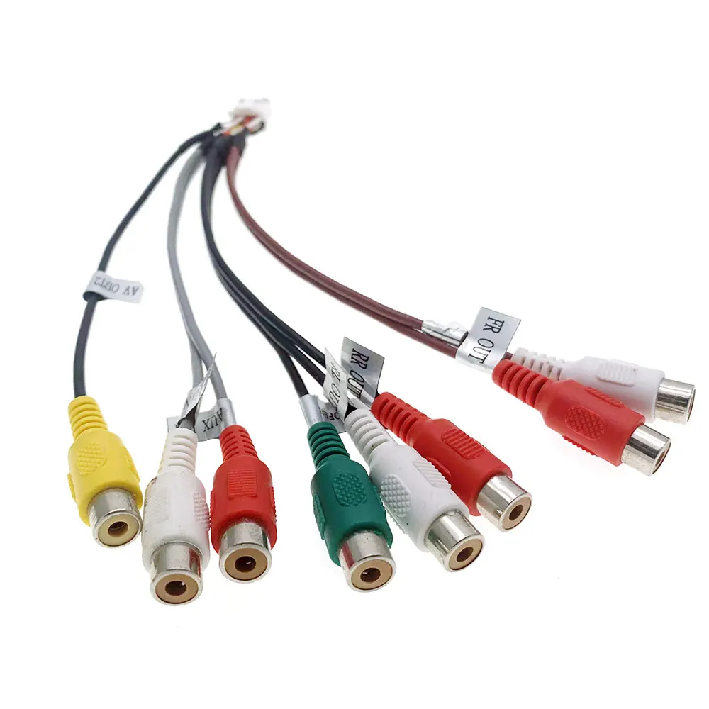 12 Pin Car Universal 8 RCA CCD AUX AV IN Output SUB WOOFER Wire Harness Cable Adapter Wiring Connector Android DVD Radio