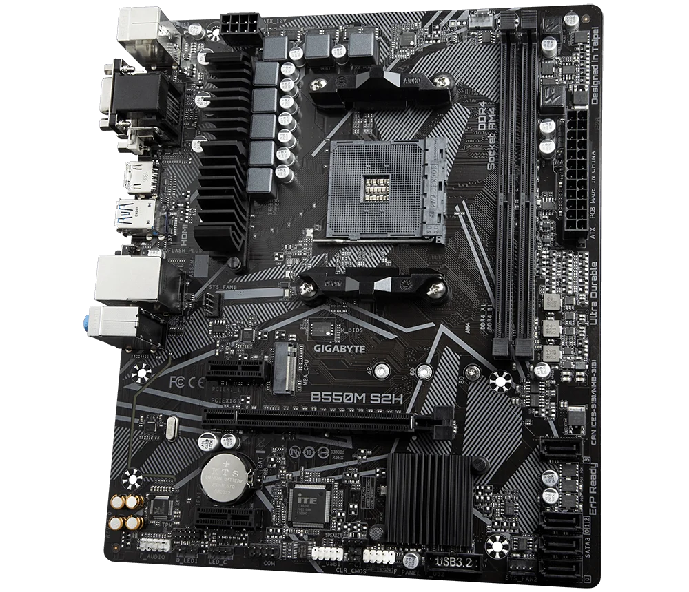 Imagem -03 - Usado Gigabyte B550m S2h Micro-atx Amd B550 Ddr4 4266 Ocmhz M.2 Novo 128g Pci-e 4.0 Duplo Canal Soquete Am4 Placa-mãe