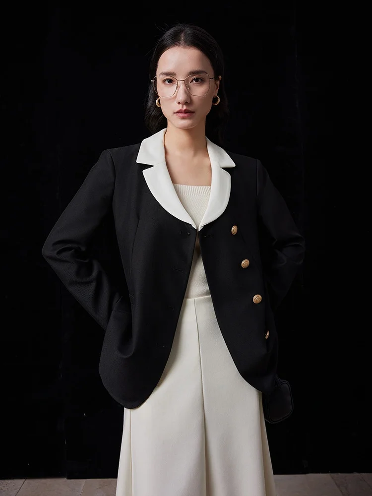 

Classic Black And White JIANCHA "Zhènggěi" Series Commuter Style Suit with Pure Color Pattern And Versatile Long Sleeve Shirt